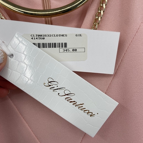 NWT GIL SANTUCCI Pink Cap Sleeve Gold Detail Back Zip Mini Dress Size 42 (6 US) - Picture 7 of 9